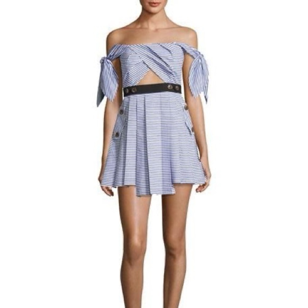 Self-Portrait Blue and White Striped Mini Dress - Picture 7 of 10